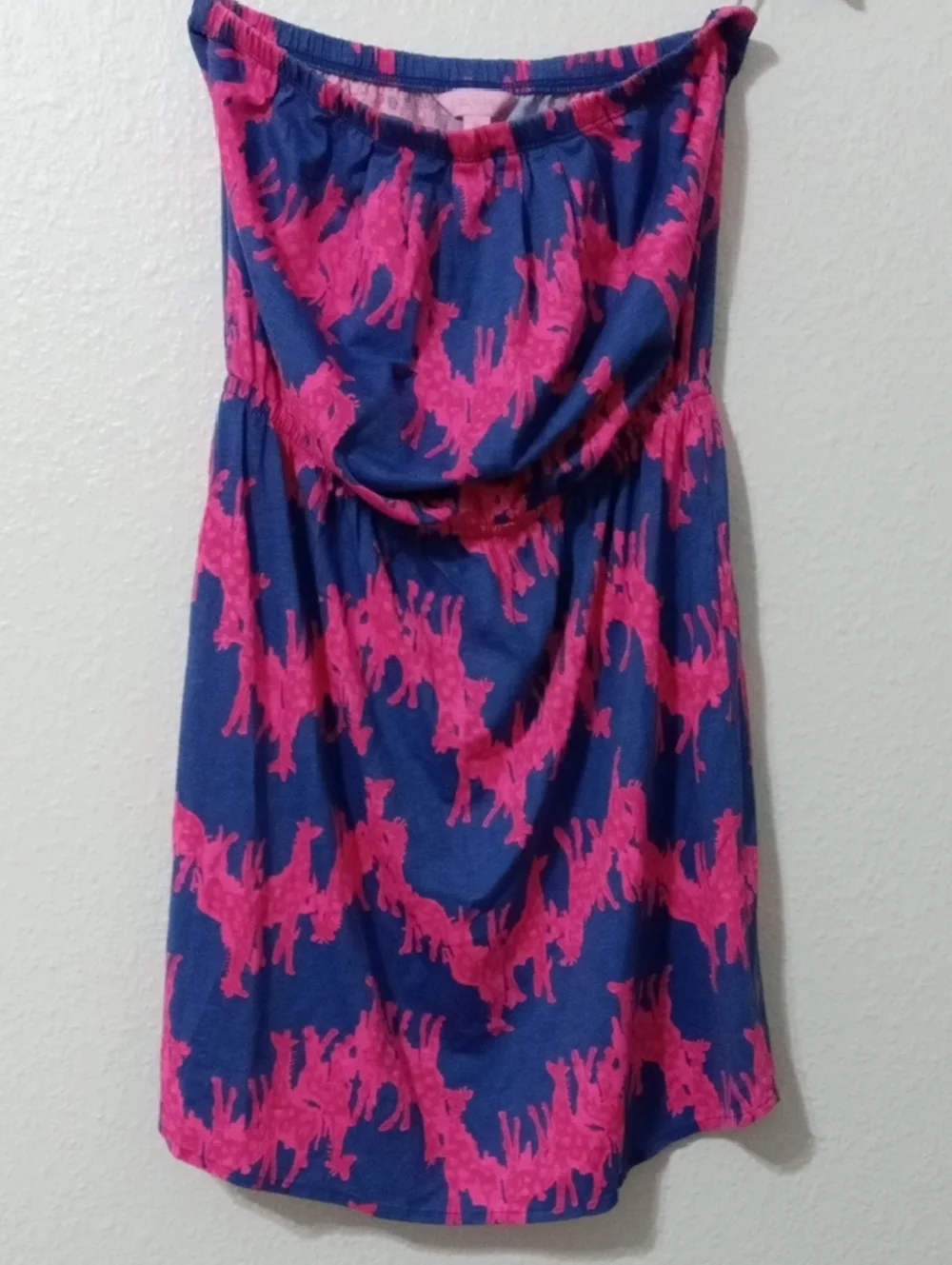 Lilly Pulitzer Navy Dress with Hot Pink Print Strapless Mini - Picture 2 of 5